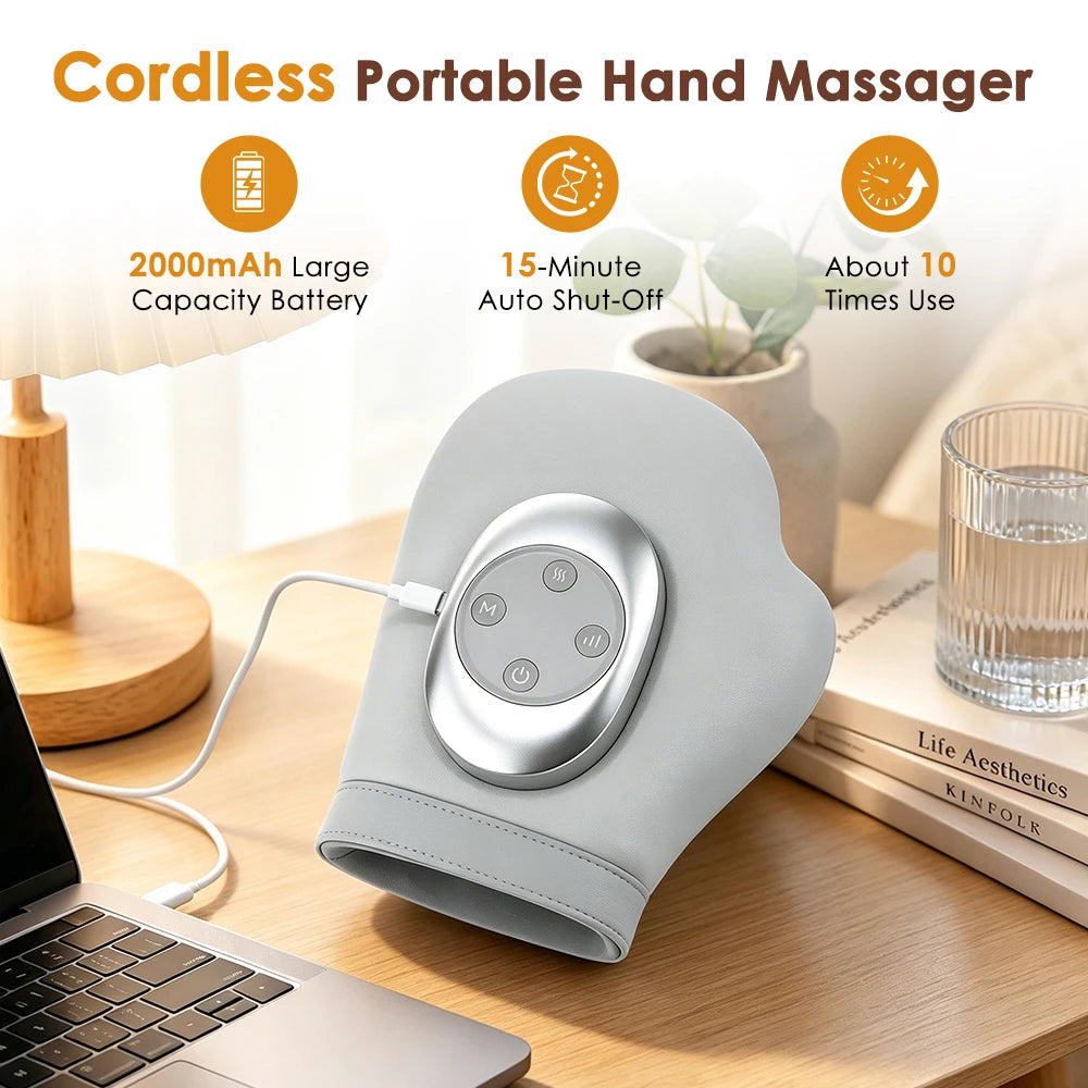 Hand Massager with Airbag Compression Finger Wrist Palm Massage Machine Vibration Kneading Massage Glove for Hand Muscle Relax