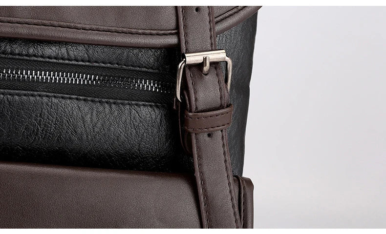 Khaki Vintage Laptop Leather Backpacks School Travel, Casual PU Leather Men Bags