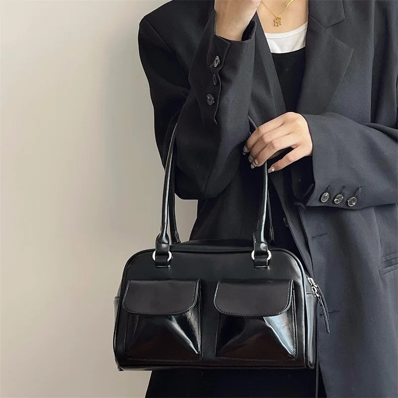 Vintage Women Business Shoulder Bags Classy Commute Tote Bag Pu Leather Handbags
