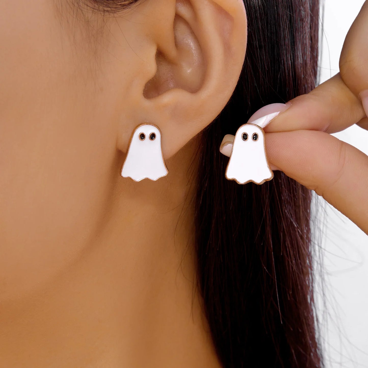 Cute Halloween Ghost Drop Earrings for Women Girls Funny Little Monster Earrings Necklace Jewelry Set Party Accessories Gift