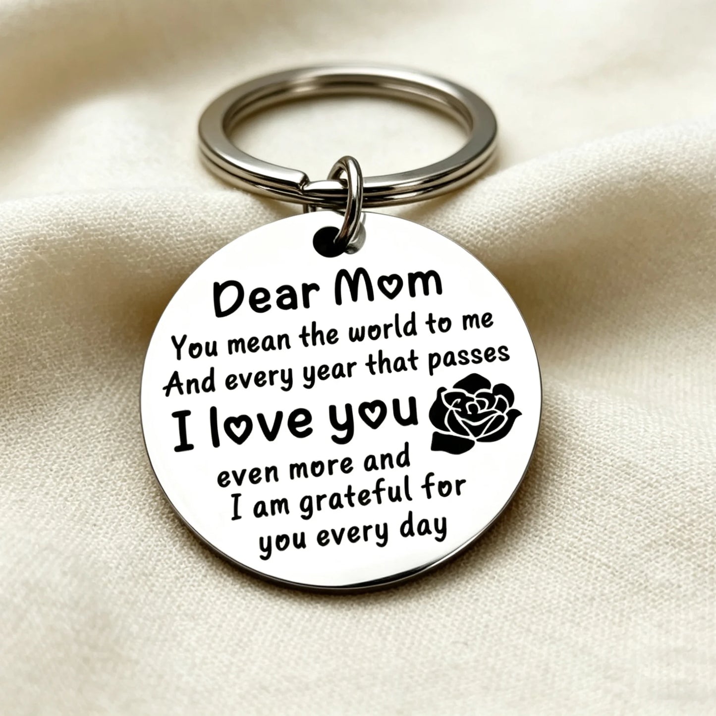 Stainless Steel 'Dear Mom I Love You' Keychain - Perfect Gift for Mother's Day, Birthday, Christmas, Thanksgiving