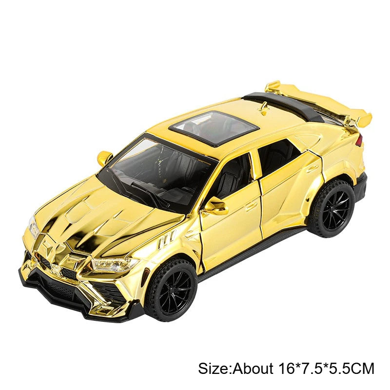 1:32 R8 V10 Plus Lambor URUS Alloy Diecast Model Toys Car Doors Opened Sound Light Pull Back Miniature Vehice Kids Birthday Gift