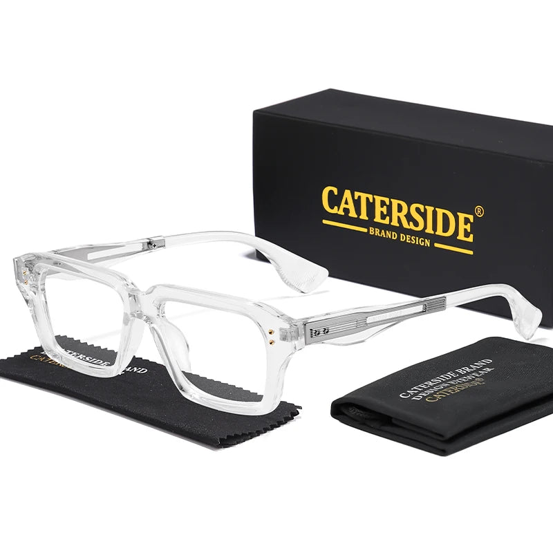 CATERSIDE Fashion Men's Optical Eyeglass Frame Brand Unique Temple Design Luxurious Women's Anti Blue Light Reading Glasses