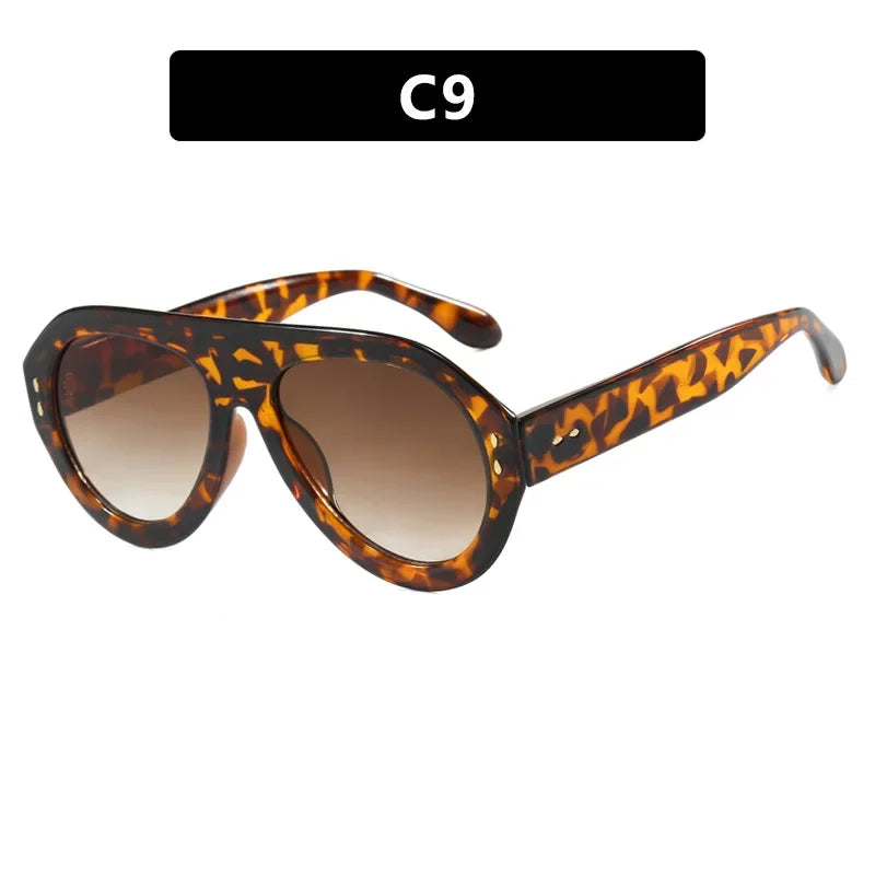 JNPCXI Oversized Ins Popular Fashion Pilot Women Sunglasses Retro Red Shades UV400 Men Trending Wide Legs Sun Glasses