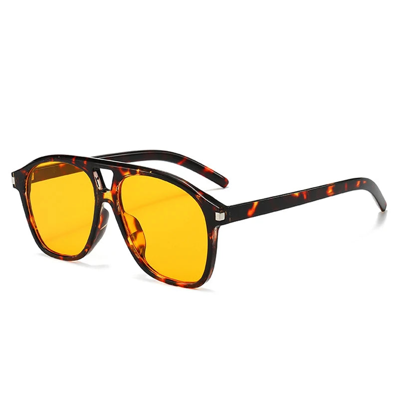 JNPCXI Ins Popular Fashion Double Bridges Pilot Sunglasses Women Retro Clear Ocean Lens Shades UV400 Men Trending Sun Glasses