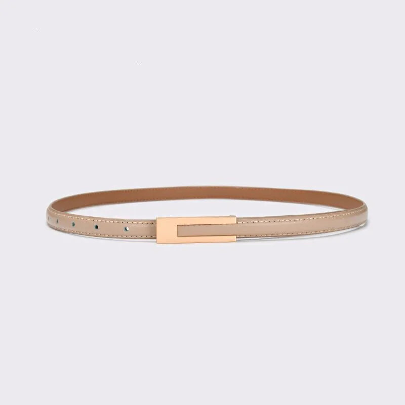 Women’s Korean Fashion PU Leather Thin Waist Belt Adjustable Casual Metal Strap
