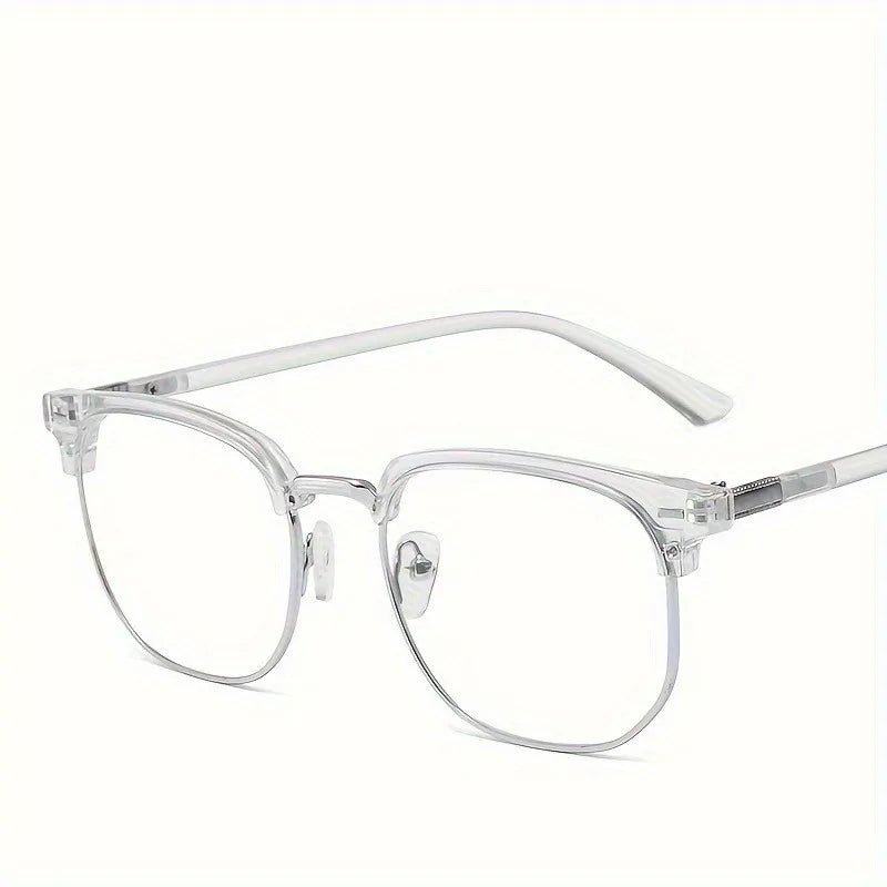 Retro Half Gold Frame Anti Blue Light Glasses - Unisex Classic Simple Design Fashion Accessories Elegant Frame