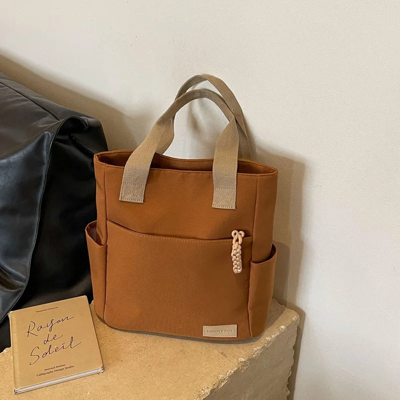 Large Capacity Lightweight Canvas Bag New Waterproof Solid Color Tote Bags Canvas Handbag Shoulder Bag for Work School Travel