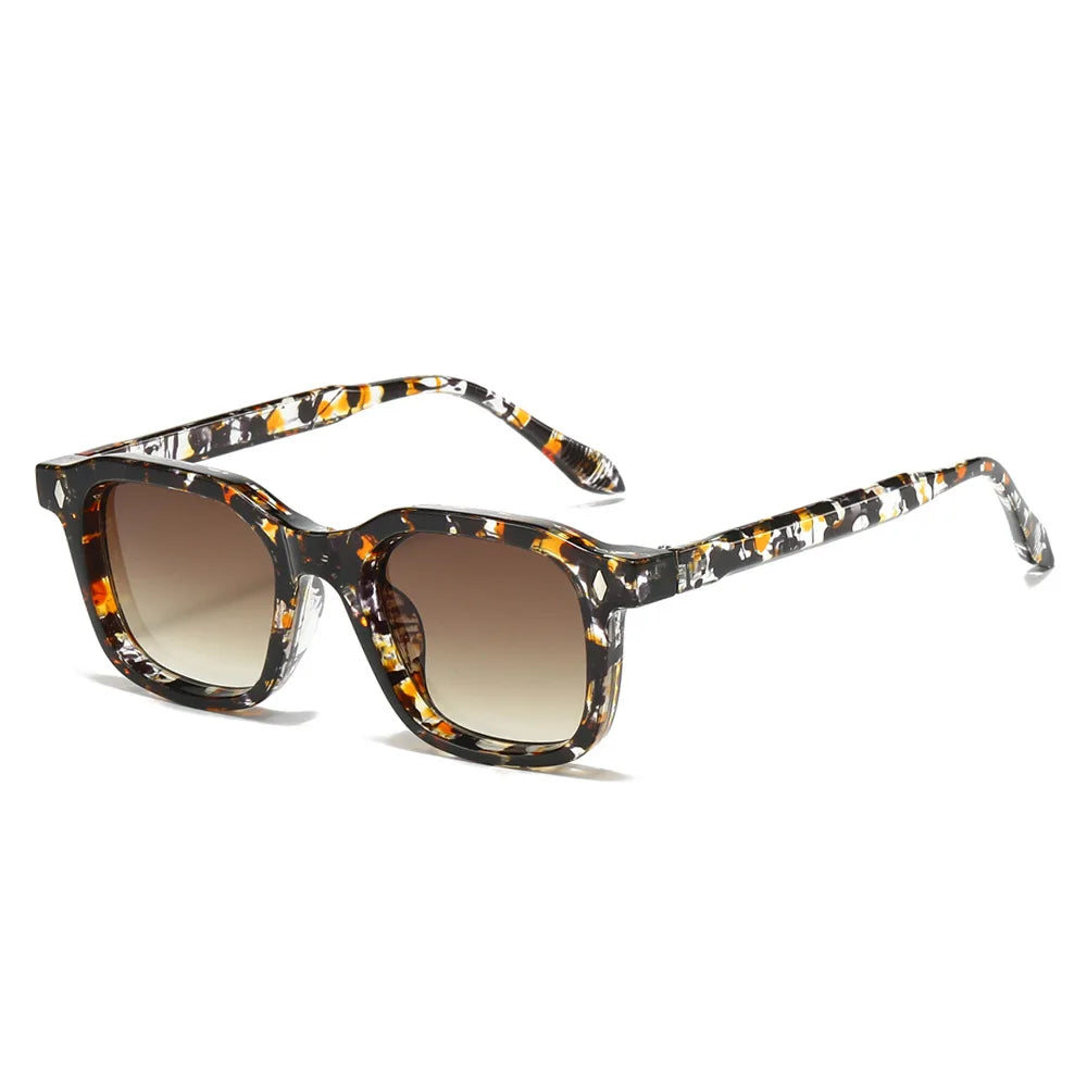 JNPCXI Square Women Fashion Sunglasses Shades UV400 Retro Rivets Clear Gradient Men Trending Sun Glasses