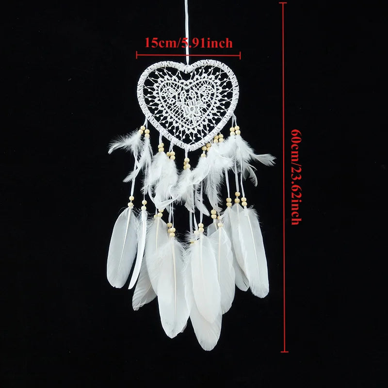 Valentine Bohemian Dream Catcher Handcrafted Wall Hanging Feather Wind Chime Pendant Perfect Gift for Spiritual & Boho Lovers