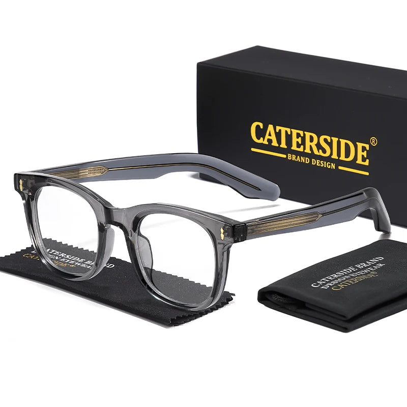 CATERSIDE Fashion Men Round Eyeglass Brand Design High-Quality Tr-90 Frame Acetate Core Insert Leg Women Anti Blue Light Glasses
