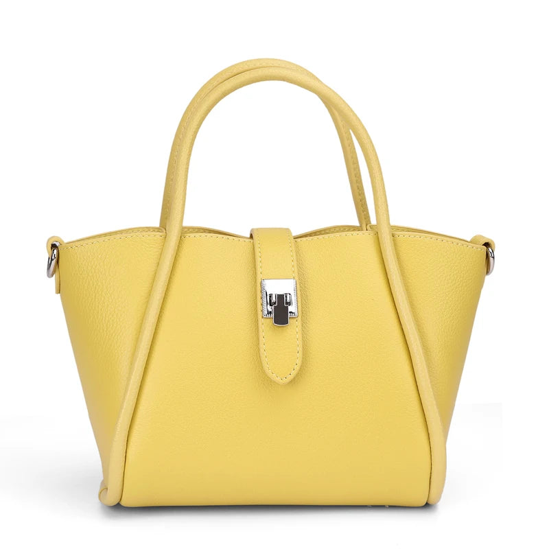 Genuine Leather Mini Tote Bag for Women Fashion Cowhide Shoulder Bag Patchwork Commute Handbag Luxury Designer Crossbody Bag