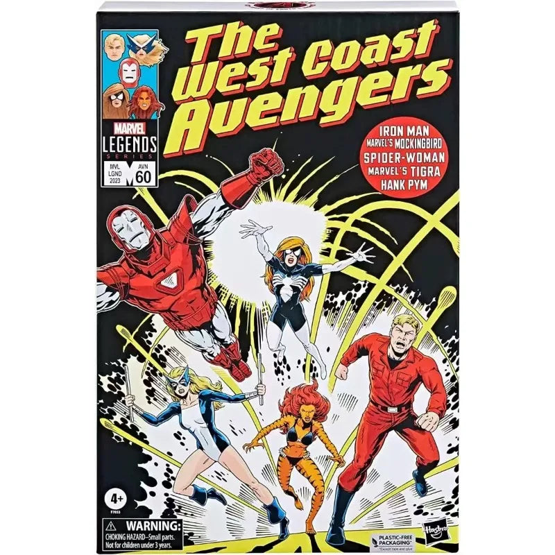 Original Hasbro Marvel Legends Series The West Coast Avengers (Ironman Tigra Spider-Woman Mockingbird Hank Pym) Anime Fiqure Toy