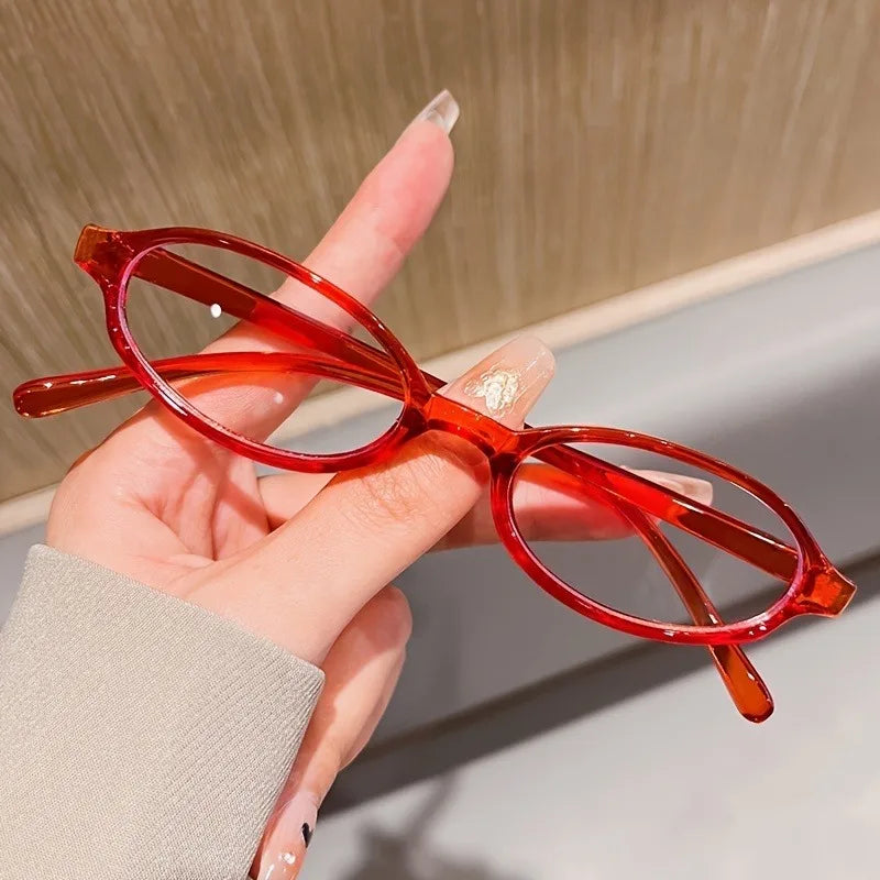 1 Pair Y2K Style Cute Oval Full Rim Plastic Frame Non-Prescription Blue Light Blocking Glasses for Women