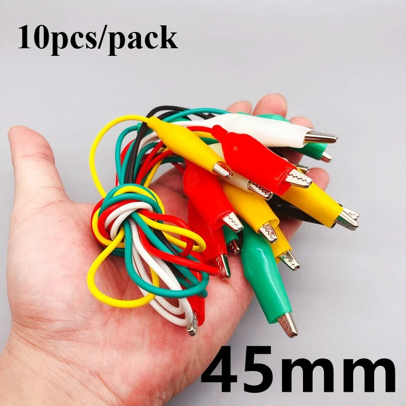 10pcs/pack Alligator Clips Electrical DIY Test Leads Alligator Double-ended Crocodile Clips Roach Clip Test Jumper Wire