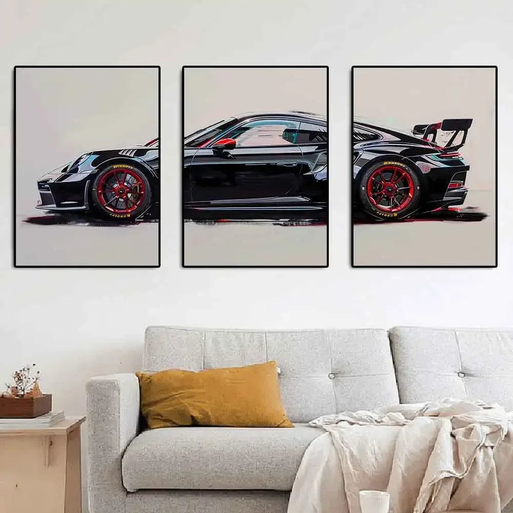 Popular Super Sports Car GT3 RS Graffiti Wall Art, HD Canvas Poster, Home Decor