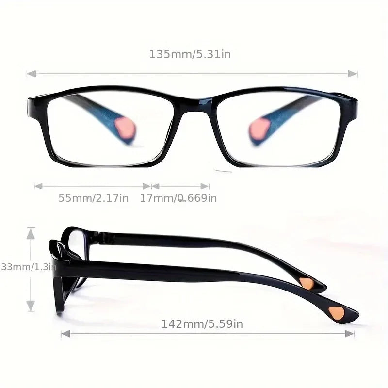 Retro 100-400 Adjustable Glasses for Middle-Aged and Elderly Men and Women, Durable PC Material, Comfortable Decorative Glasses