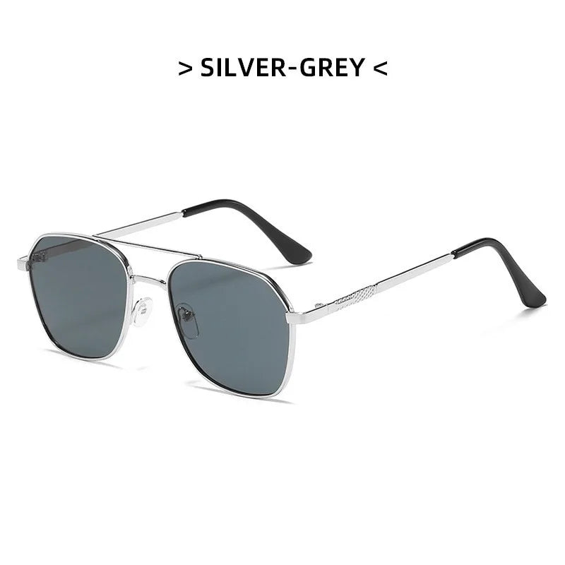 Metal Frame Square Sunglasses Chic UV Protection Double Beam Double Beam Sunglasses Fashionable Square Lens Metal Sunglasses