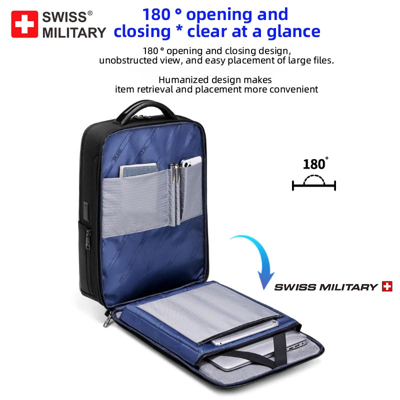 SWISS MILITARY Men Outdoor Backpack Expandable Laptop Backpacks USB Charging