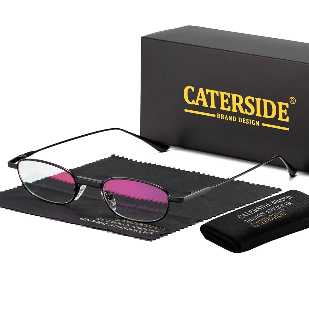 CATERSIDE Men's Hip Hop Sunglasses Premium Metal Small Frame Women's Travel Business Party Holiday Gift Decorative Glasses UV400