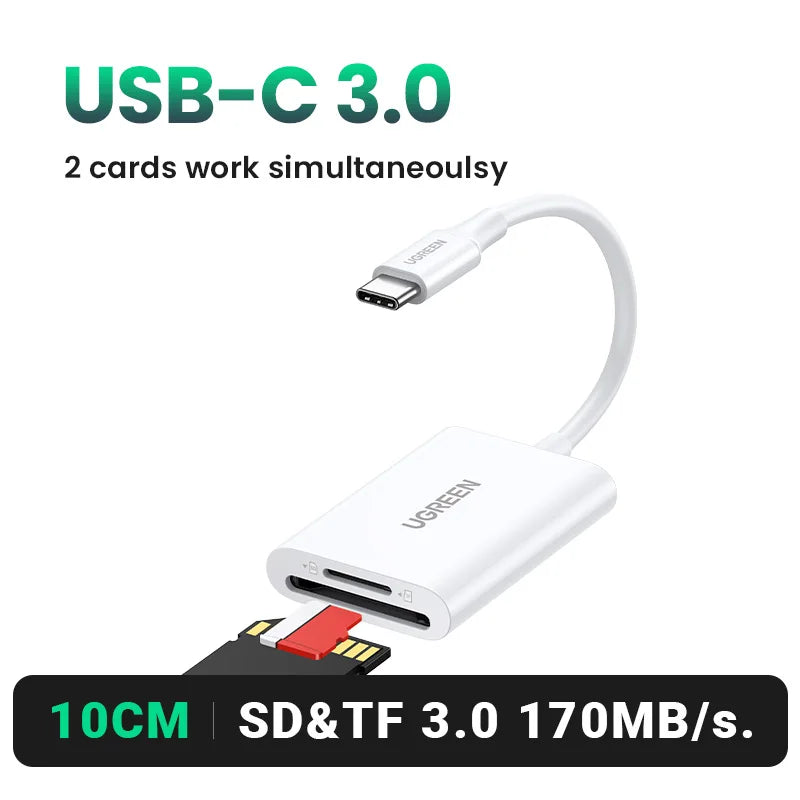 Card Reader 170MB/s USB-C to SD MicroSD TF Memory Card Adapter for Phone Latop
