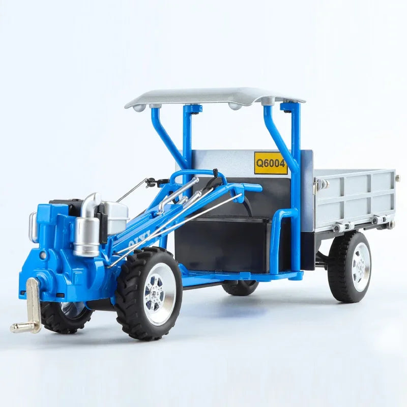 Scale 1/16 Walking Tractor Model Car Toys Diecast Alloy Hand Tractor Metal Body Rubber Tire Sound Light Toy Vehicle Gift for Kid