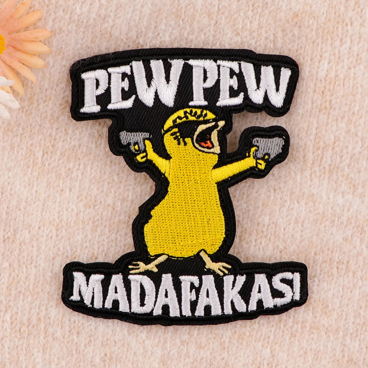 PEW PEW Funny Duck Quotes Patches For Clothing Patches Appliques Iron on Badges Clothes Stickers DIY Sewing Embroideriy Stripes