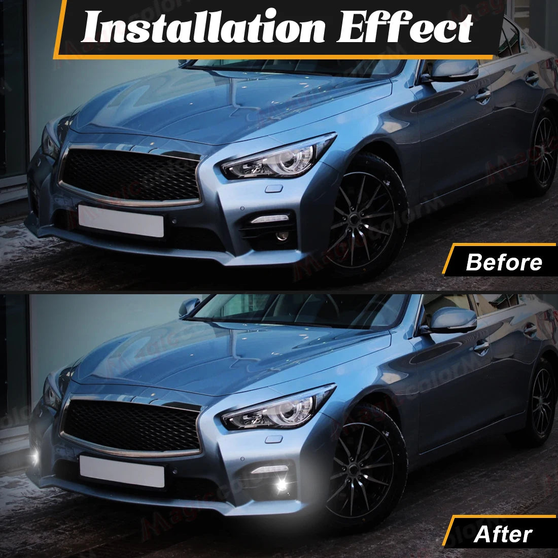 For Infiniti Q50 QX50 Q60 QX60 Q70 Q70L QX80 2014 2015 2016 2017 2018 2019 2020 LED Fog Lamps Front Bumper Daylights Foglights