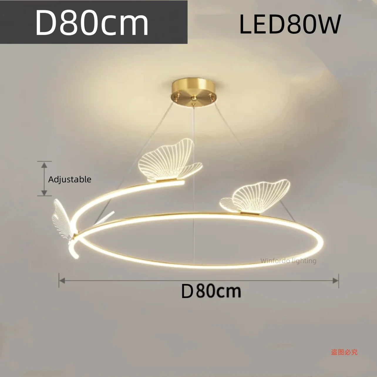 Fashion Simple Modern Living Room Chandelier Butterfly Decor LED Round Lights
