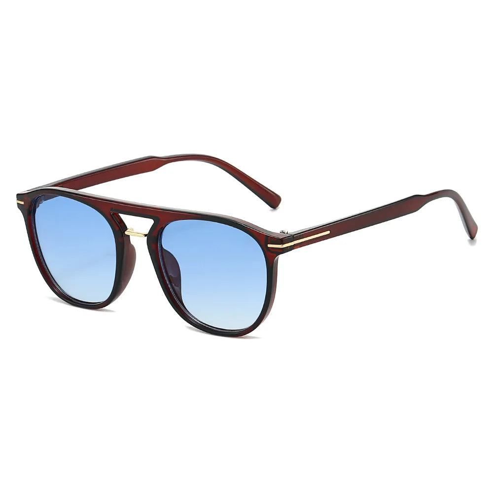 JNPCXI New Fashion Square Sunglasses Women Double Bridges Green Stripe Gradient Shades Men Trending Sun Glasses UV400