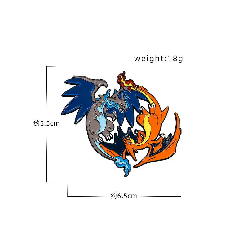 4 PCS Cartoon Pokemon Lapel Pins Set Anime Venusaur Mega Charizard Squirtle Badges Brooches for Backpacks Unisex Enamel Pin