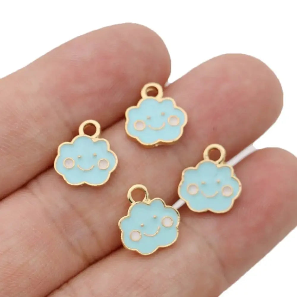 10Pcs Gold Plated Enamel Cloud Charms Pendant for Jewelry Making Earrings Bracelet Necklace Accessories DIY Craft 13x11mm