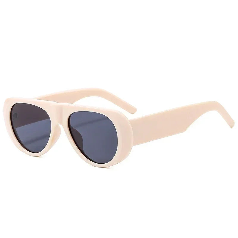 JNPCXI Ins Popular Fashion Pilot Women Sunglasses Retro Tea Blue Shades UV400 Men Trending Wide Legs Sun Glasses