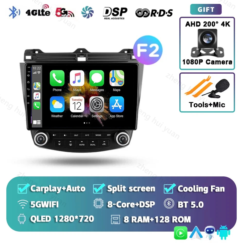 Android 14 For Honda Accord 7 2002 - 2008 CarPlay Auto 360 Camera Car Radio Multimedia Video Player GPS stereo Head Unit 4G WIFI