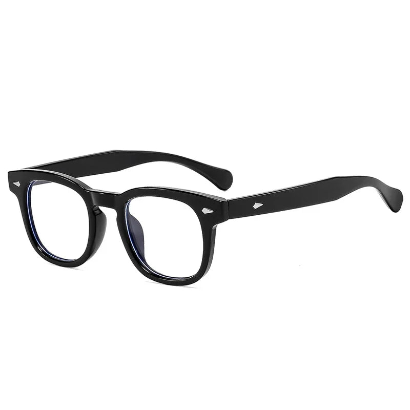 JNPCXI New Fashion Women Sunglasses Square Rivets Retro Orange Black Shades UV400 Clear Lens Frame
