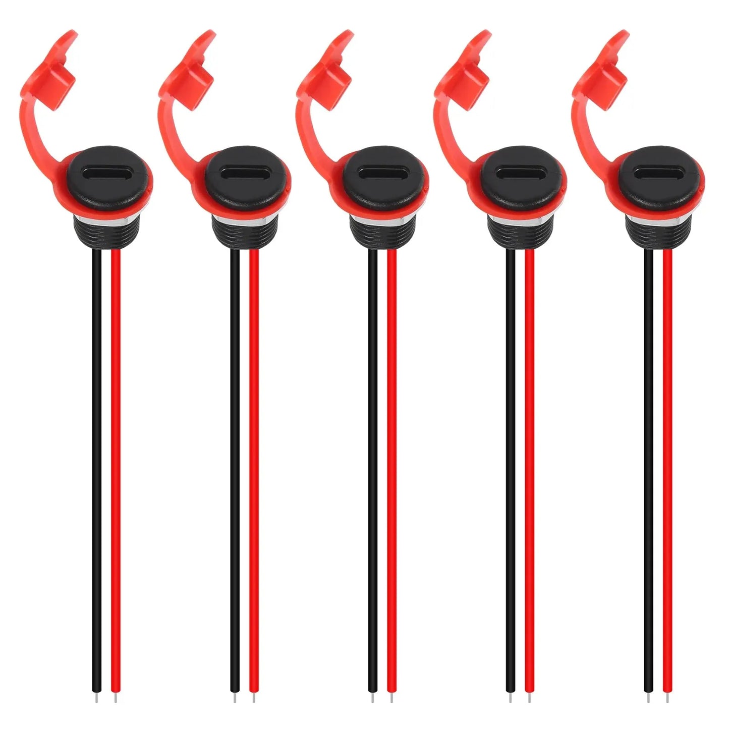 5pcs Type-C Female 2Pin USB Connector Type-C Waterproof with Female Socket Fast Charging Jack Charging Port USB-C Charger Plug