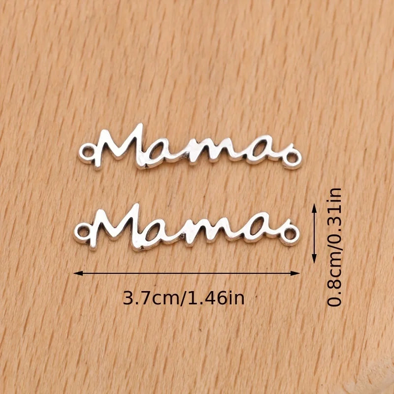 15pcs Silvery Color Mama Charms Letter Connectors for Jewelry Making DIY Handmade Mother's Day Necklace Bracelets Accessories