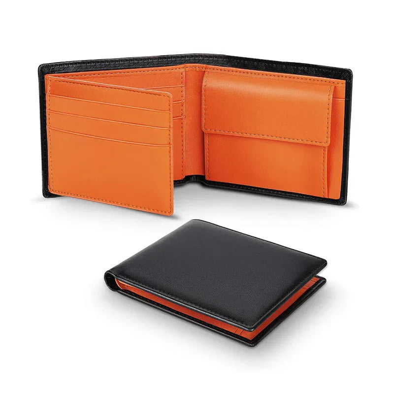 Minimalist Men Wallet with Zipper Coin Pocket RFID Credit Card Holder Tri-fold Multi-card Slot Document Holder Protective Cover