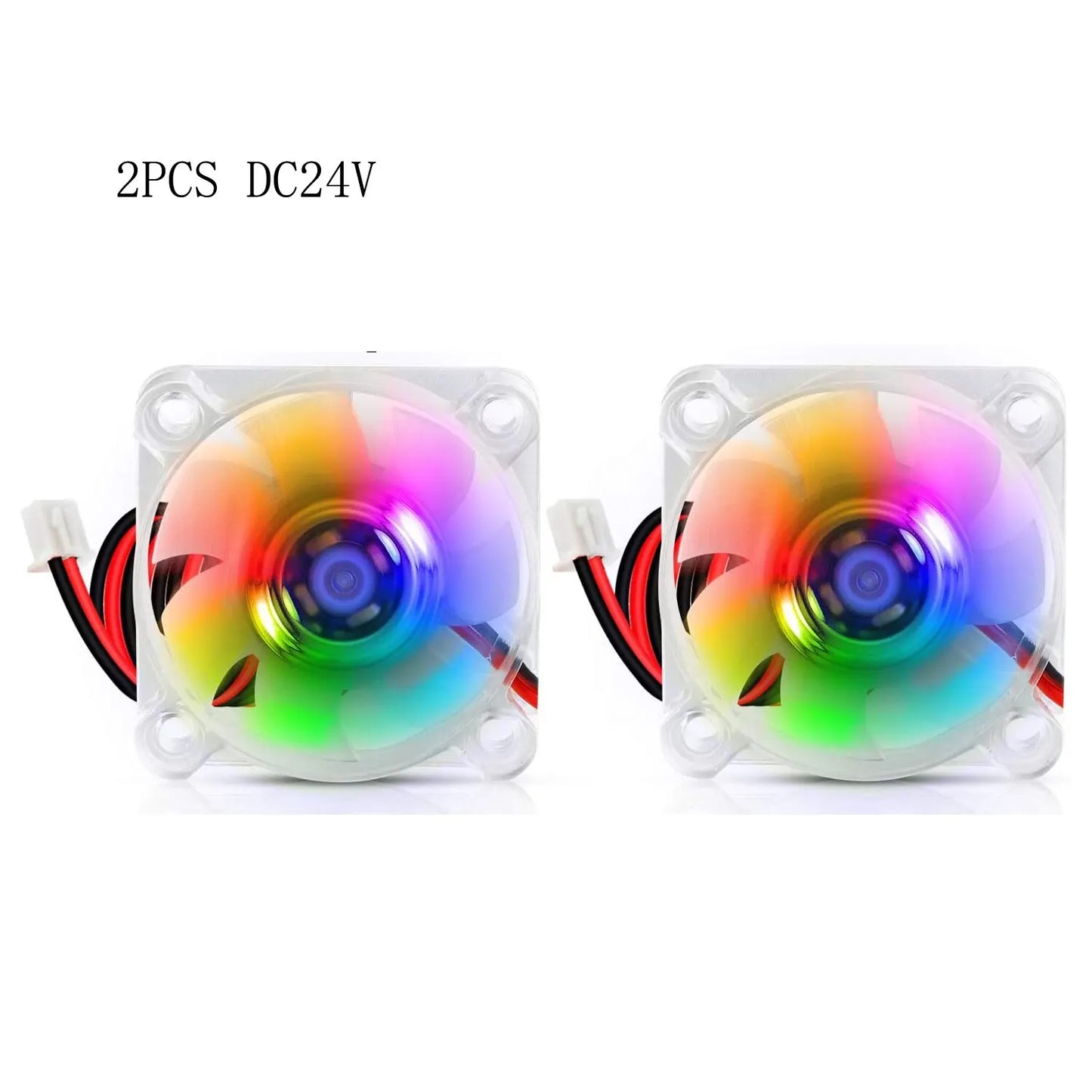 2pcs 40mm RGB Fan 12V 24V Ender 3 Fan Upgrade 24 Volt Fans LED Colorful 4010 Hydraulic Bearing, Works with Ender 3 Pro 3X CR-10S