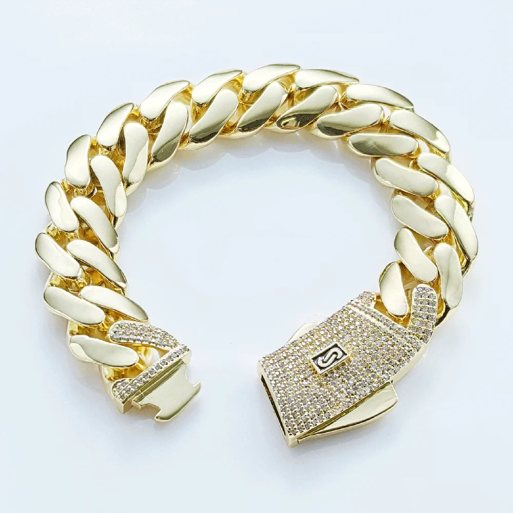 Women's Jewelry Iced Out Monaco Chain, 14K Gold Plated Cuban Choker Necklace