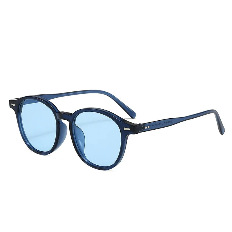JNPCXI Vintage Round Rivets Punk Sunglasses Women Leopard Blue Shades UV400 Fashion Clear Ocean Lens Men Sun Glasses