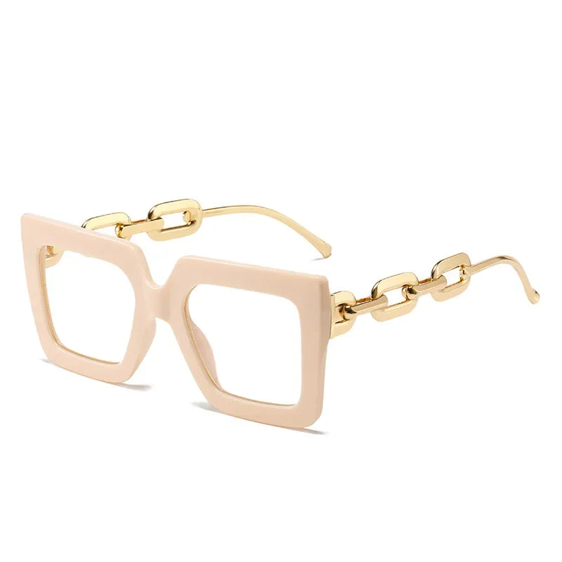 JNPCXI New Striped Chain Square Anti Blue Glasses Frames Retro Men Women Optical Fashion Computer Glasses 2022 New Arrival