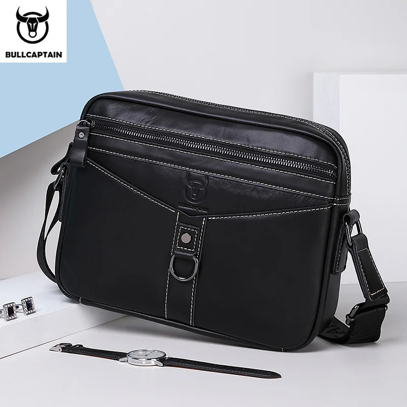 BULLCAPTAIN Genuine Cowhide Men's Shoulder Bag 2022 New Large Capacity Convenient Men's Bag Senior Fashion Men's Cross-Body Bag