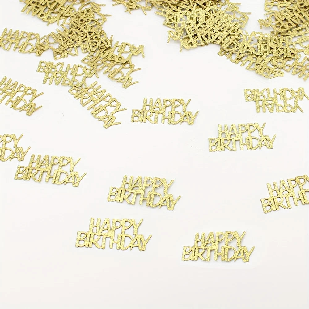 Golden HAPPY BIRTHDAY Desktop Scattering Props, Happy Birthday Confetti, Decorations Birthday Table Scatter Party Supplies