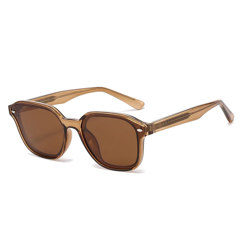 JNPCXI New Polarized Polygon Square Men Sunglasses Retro TR90 Rivets Women Black Shades UV400 Sun Glasses