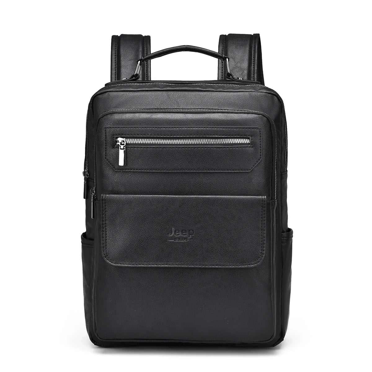 JEEP BULUO Men's 15.6" Leather Laptop Backpack Waterproof Urban School Bag