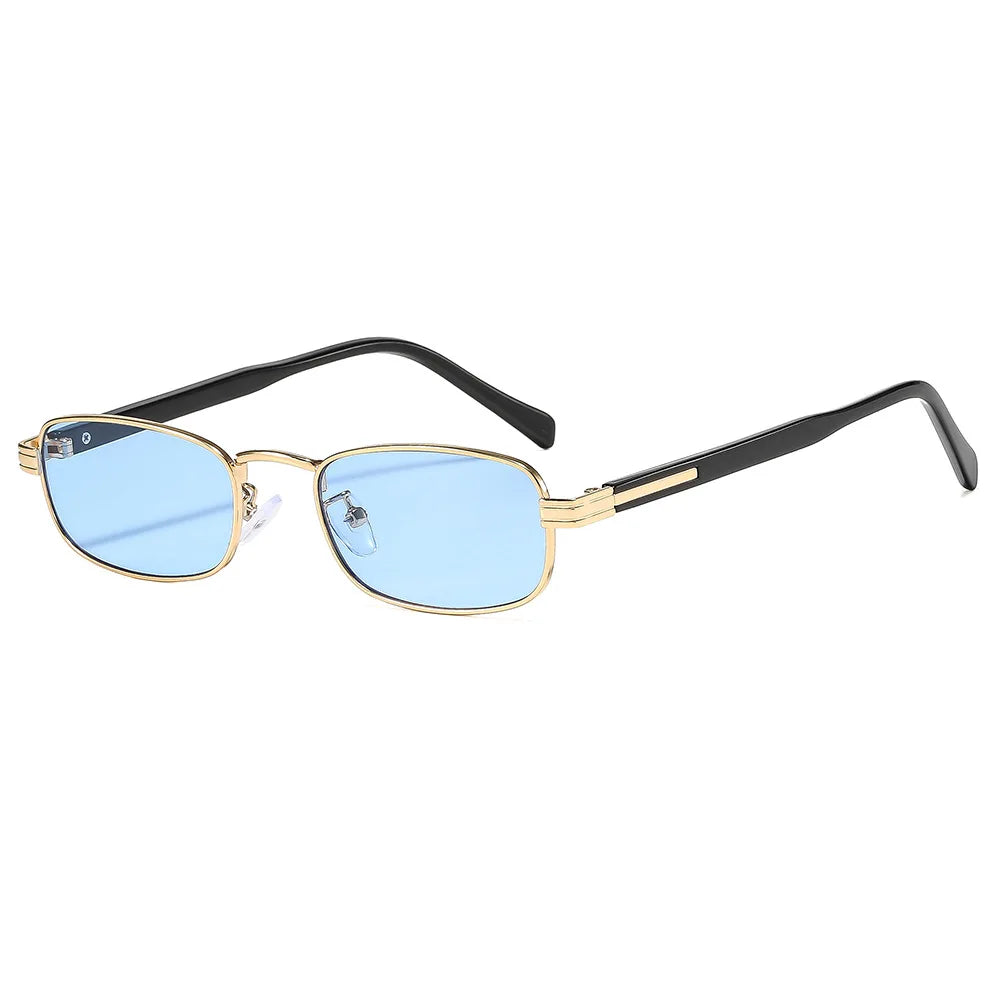 JNPCXI New Metal Rectangle Women Sunglasses Fashion Gradient Black Tea Shades UV400 Men Punk Sun Glasses