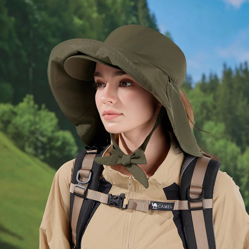 8921Springsummer outdoor double large roof sunscreen hat Korean fashion shawl visor children's quick-drying waterproof fisherma
