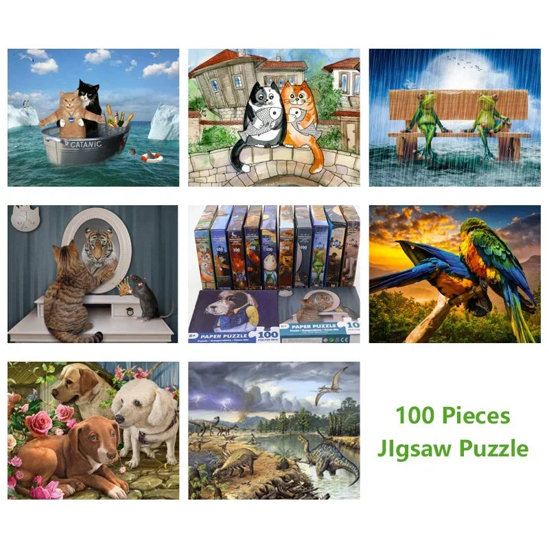 100 Pieces Jigsaw Puzzle Assembling Picture Cartoon Animals Parrot Decompression Puzzles Toy Educational Gifts