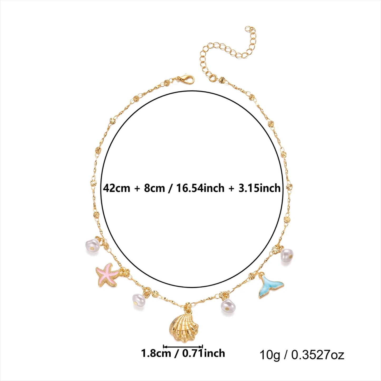 Summer Beach Pearl Starfish Shell Necklace Bohemian Ocean Theme Choker For Women Vacation